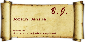 Bozsin Janina névjegykártya